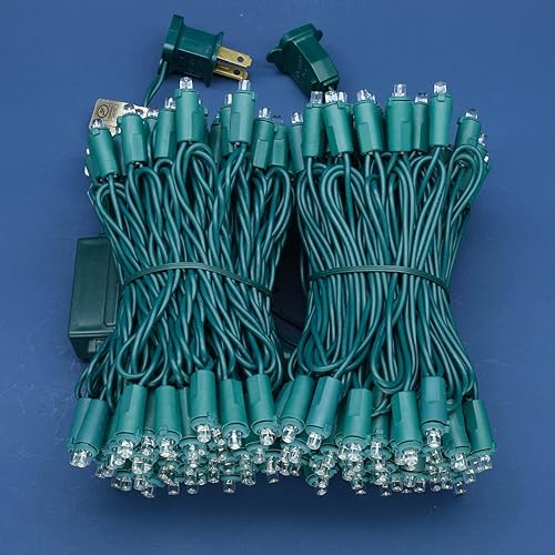 Miniatura 6 de SWEET SHINE Luces LED de Navidad de color blanco cálido con cable verde, 66 pies, 200 unidades, certificación UL, grado comercial, 0.197 in, juego