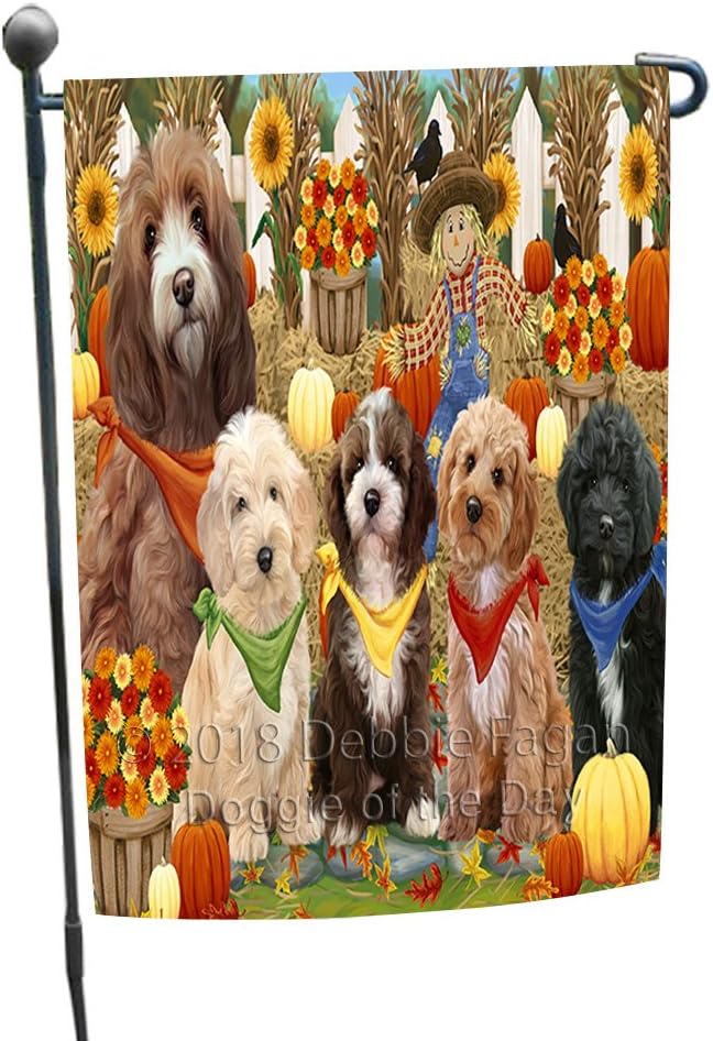 Doggie of the Day Cockapoo Dogs Garden Flags - Fall Festival Gathering - Double Sided - Yard Porch Lawn Spring Decorative Gift - Home Decor 12 1/2"w x 18"h