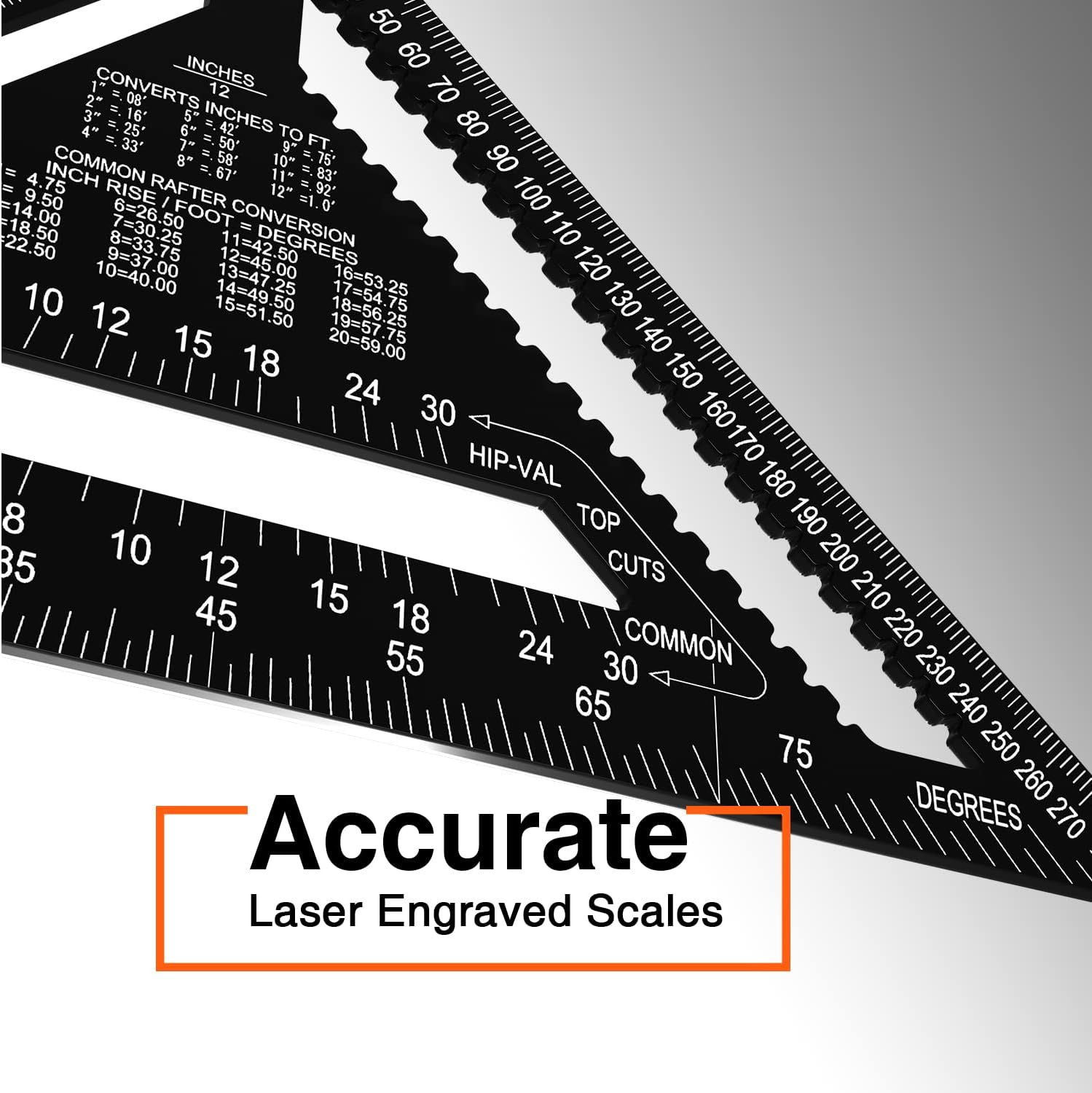 Mecurate Rafter Square, 12 inch Triangle Carpenter Square Die-cast Aluminum for Woodworking and Carpentry