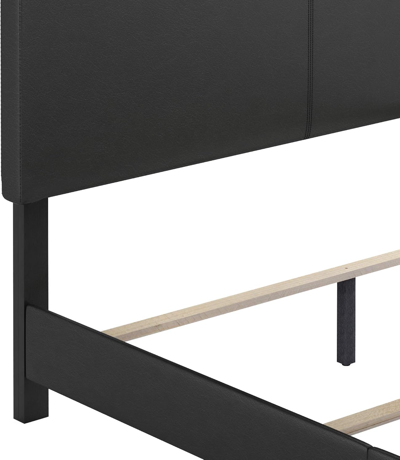 FURINNO Pessac PU Leather Upholstered Platform, Twin, Black