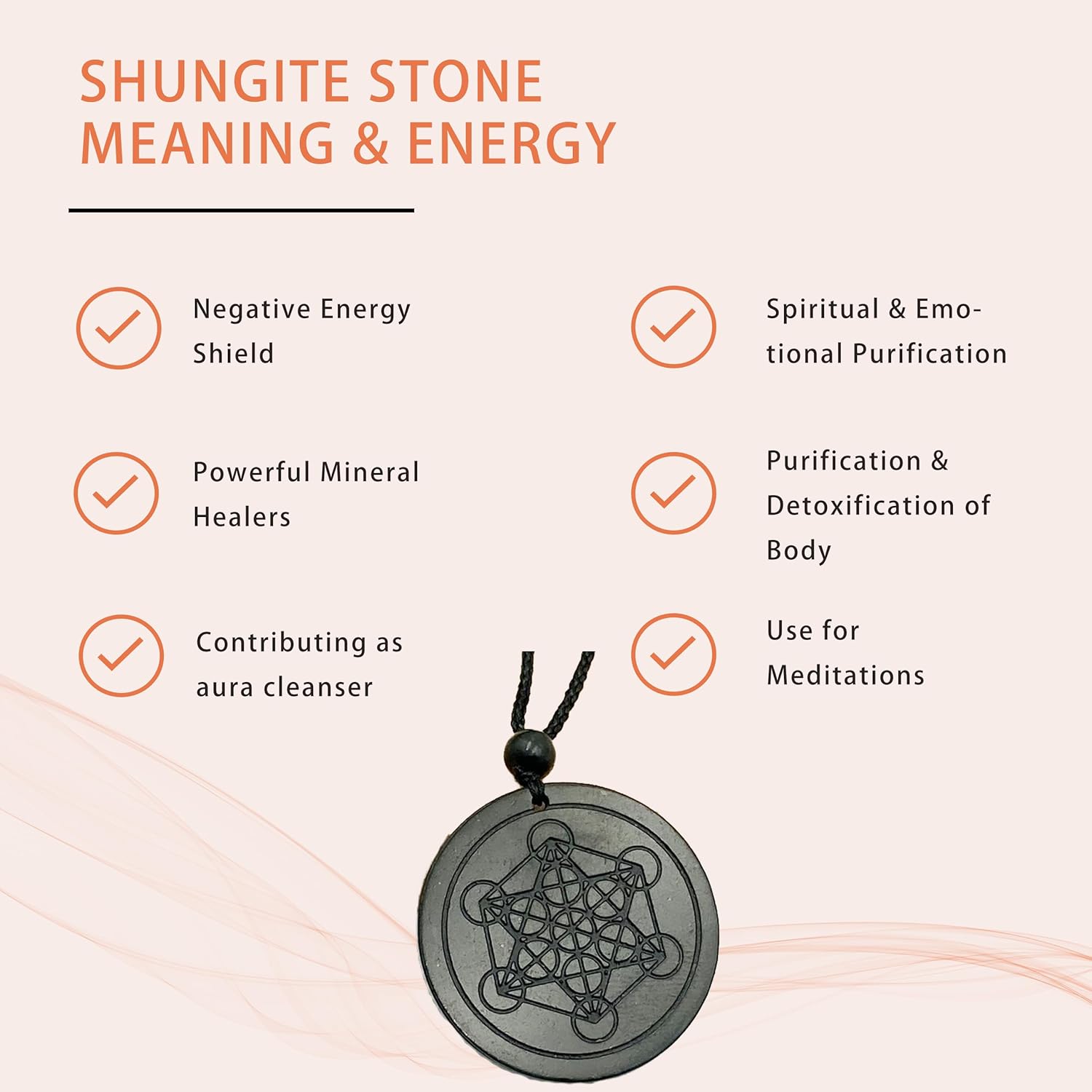 CHYIFSHIYM Shungite Metatron Pendant Necklace - Chakra Balance - Handcrafted Constellations Jewelry - Healing Crystal Protection Necklace - Energy Harmony - Image 3