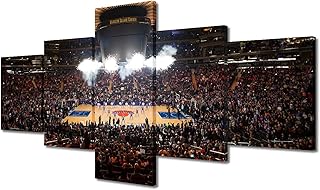 TUMOVO New York Decor American Basketball Stadium Pictures Sports Paintings 5 Panel Canvas Wall Art Madison Square Garden ...