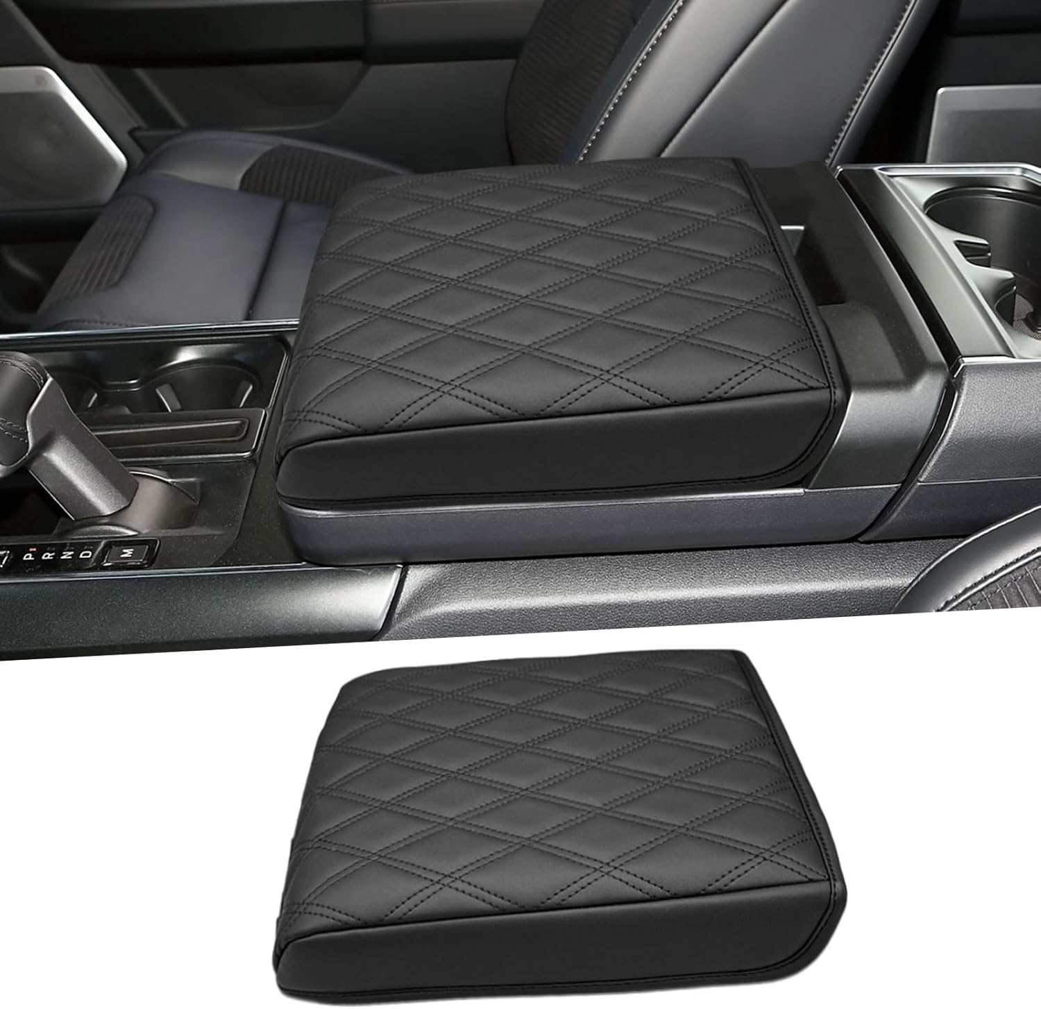 Xaido Center Console Cover for 2021-2025 Ford F150 & 2022-2025 F150 Lightning Work Surface Console Accessories, Leather Armrest Protector Pad (Only fit for Work Surface Console)