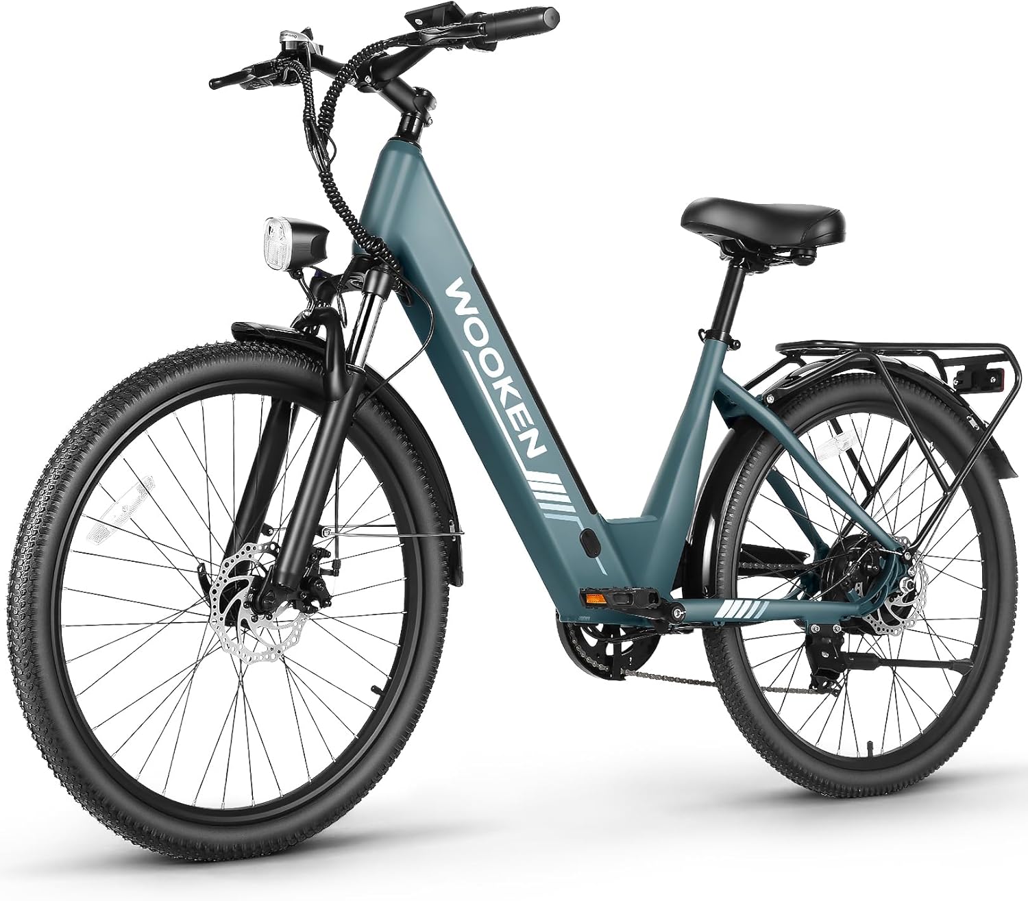 Wooken Electric Bike for Adults, 1000W Peak Ebike, 26" x 2.1" Tire Step Through Electric Bike, City Cruiser Ebike with 48V 10.4/15Ah Removable Battery, 7 Speed, SGS Certified to UL2849