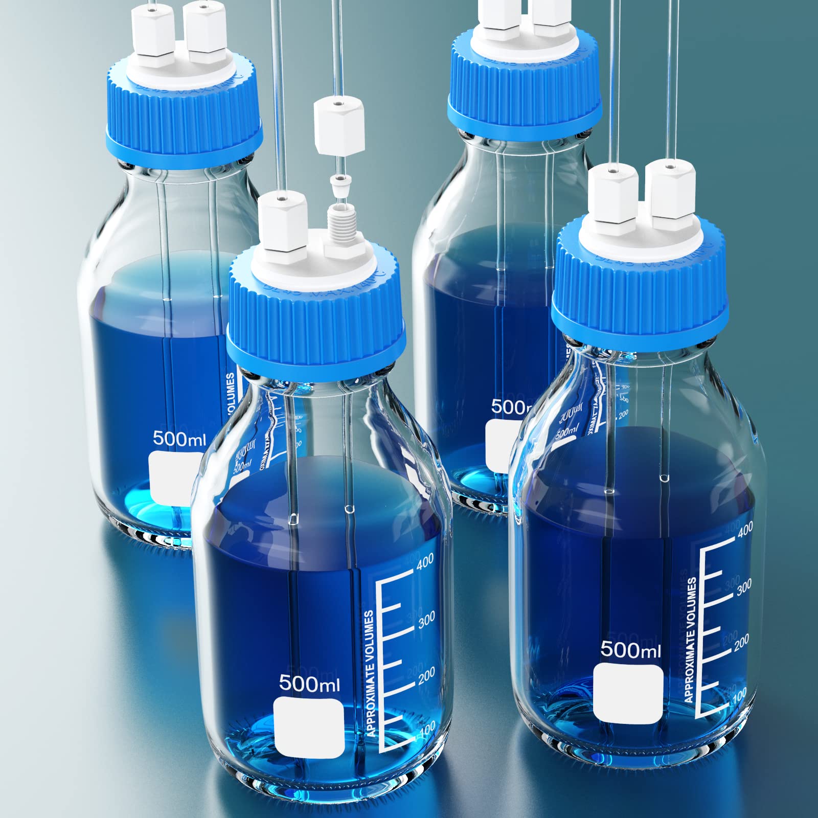 Distributore multiplo per bottiglie GL45 Inserto in PTFE, tappo di scarico per cromatografia liquida, tappi di consegna solventi HPLC, PP by ZHANXUBIO (porta 1/8-2)