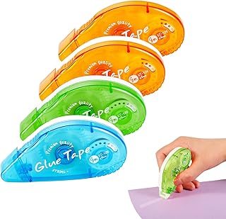 4 Pcs Glue Roller, 32m Adhesive Glue Tape Double Sided Tape Dispenser for Crafting Cards Photo Album Journal Scrapbooking, 8mm x 8m(Random Color)