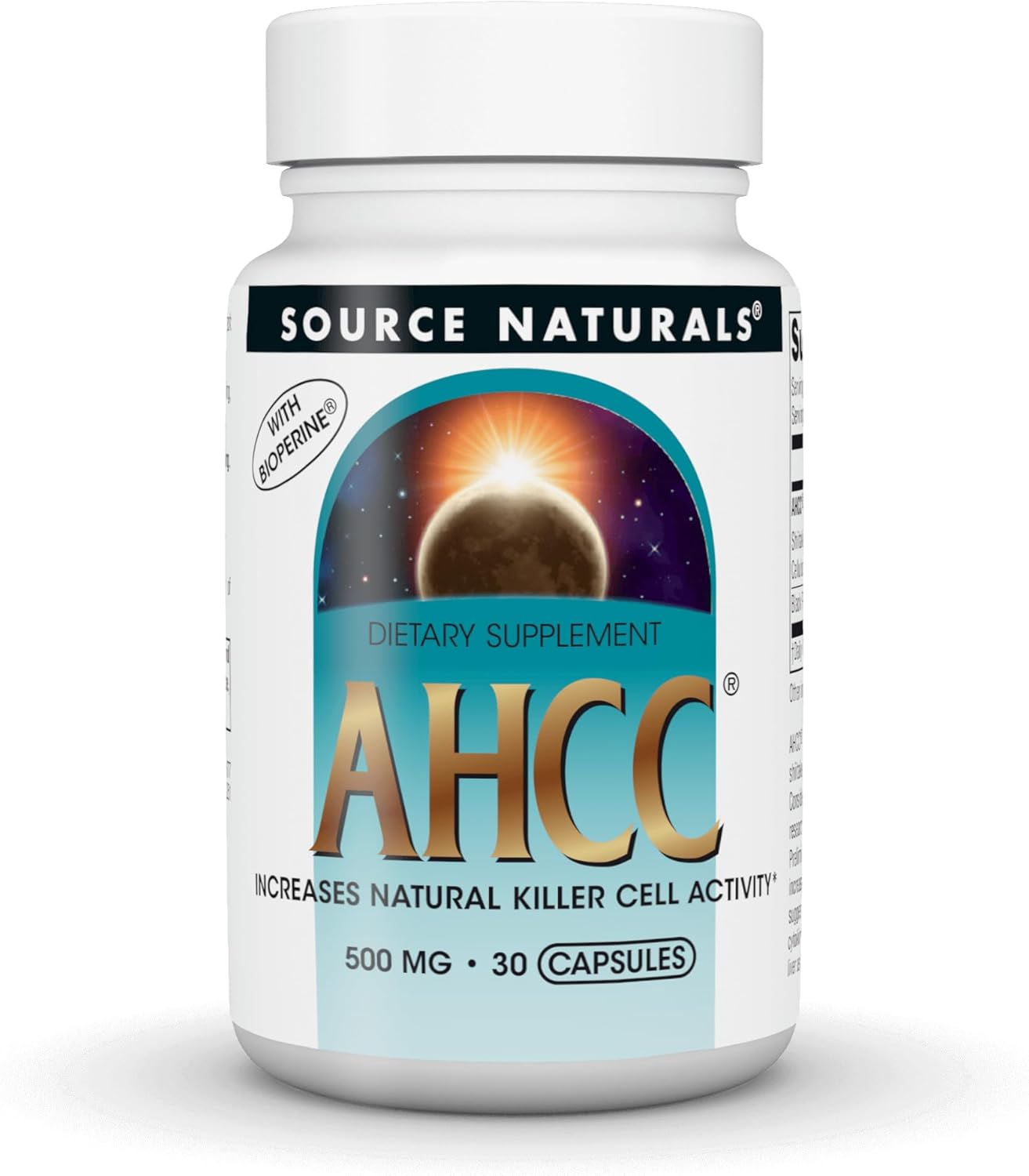 Source Naturals AHCC with Bioperine - Increases Natural Killer Cell Activity* - 500 mg - 30 Capsules