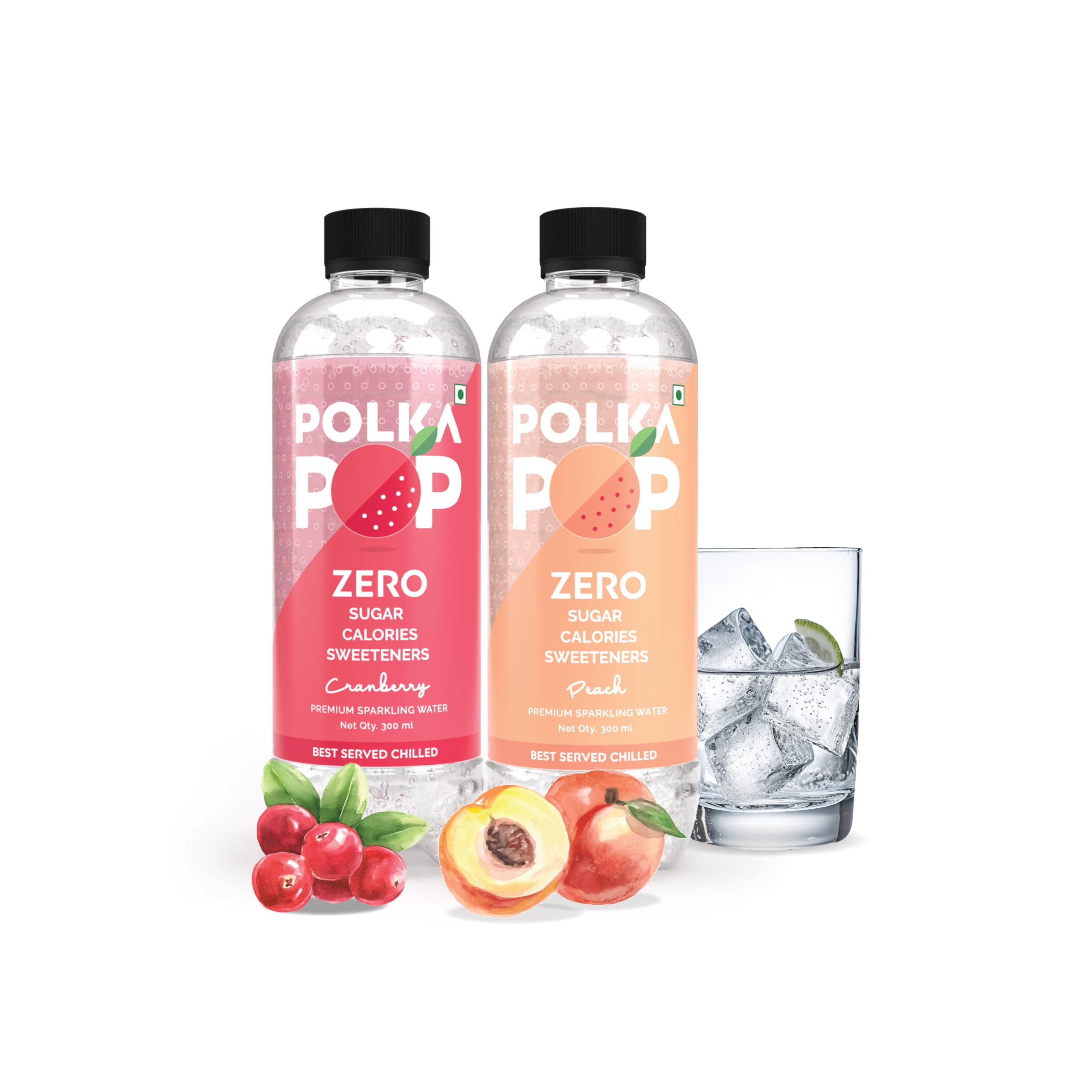 POLKA POP - Flavoured Sparkling (Fizzy) Water | Cranberry & Peach | Pack of 24 (300 ml Each) | 100% Natural Flavour | Zero Sugar & Zero Calories | No Aspartame or Stevia (B0DC6H8F43) Amazon Price History, Amazon Price Tracker