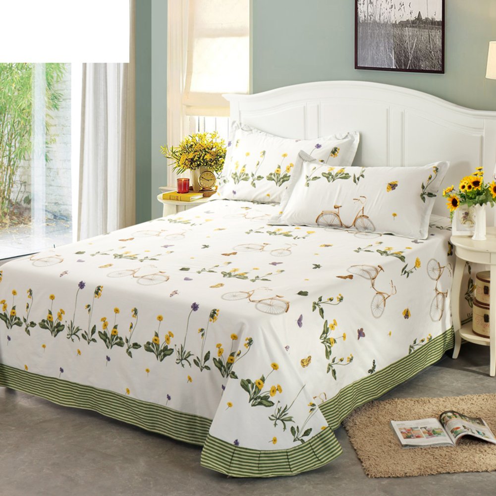 Drap de coton double sergé 270x245cm drap plat grand lit adulte respirant et résistant
