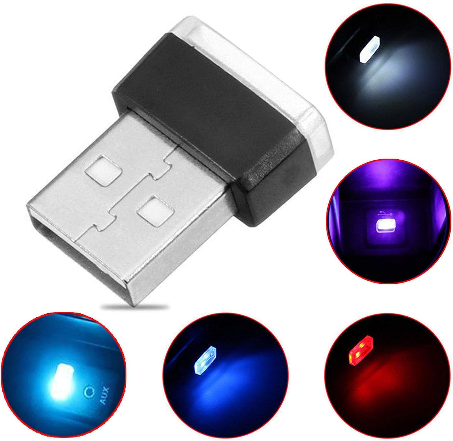 Mini USB LED Light for Car Power Bank Night Lighting Red image 2