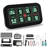 SUNPIE 8 Gang Switch Panel, Universal 12V Auxillary Switch Panel with Automatic Dimmable, LED Waterproof Switch Panel Car Touch Switch Box Electronic Relay for Car Pickup Truck UTV SUV ATV Jeep Boat