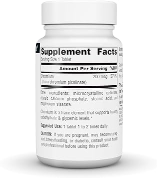 Source Naturals Chromium Picolinate 200 Mcg Tablet, 240 Count