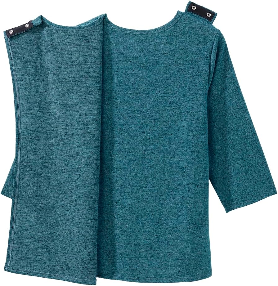 Women’s Open Back Adaptive Diamond Neck Top for Seniors - Super Soft 3/4 Long Sleeve Shirt - Image 2