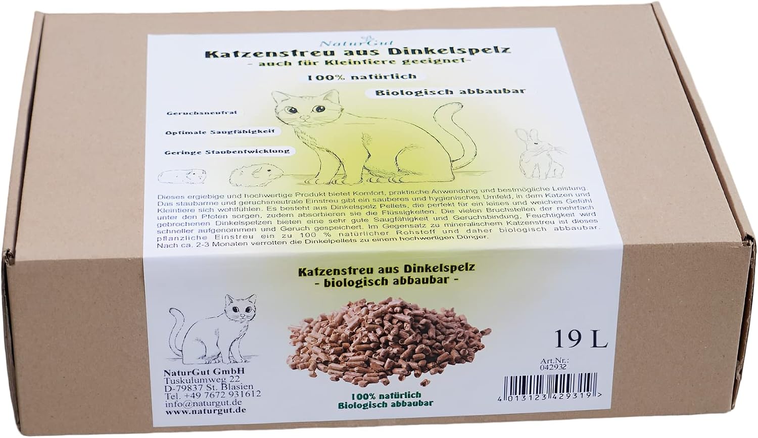 Spelt Husk Pellets Cat Litter 19L
