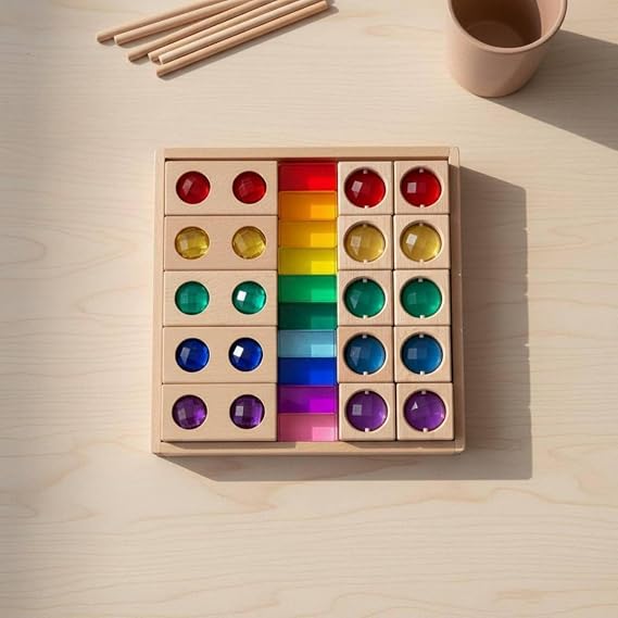 Acrylic Gem Blocks High Clearness Sensory Item Shade Recognition Rainbow Block Set for Kids
