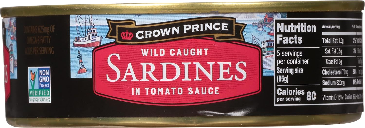 Crown Prince Sardines in Tomato Sauce, 15-Ounce Cans (Pack of 12)