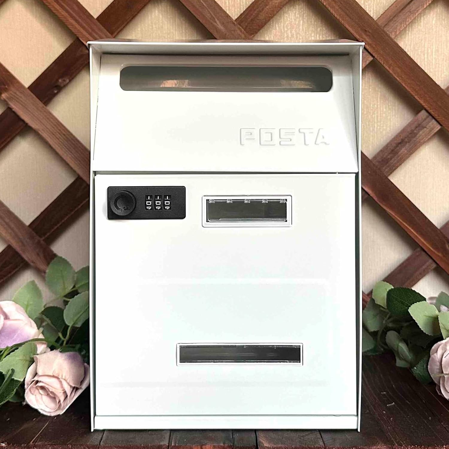 Mailboxes for Outside, Mailbox, Mail Boxes for House Outside, Wall Mailbox, with Combination Lock, Metal Mailbox, Indoor&Outdoor Storage Box, for Home & Business Use(Brown)