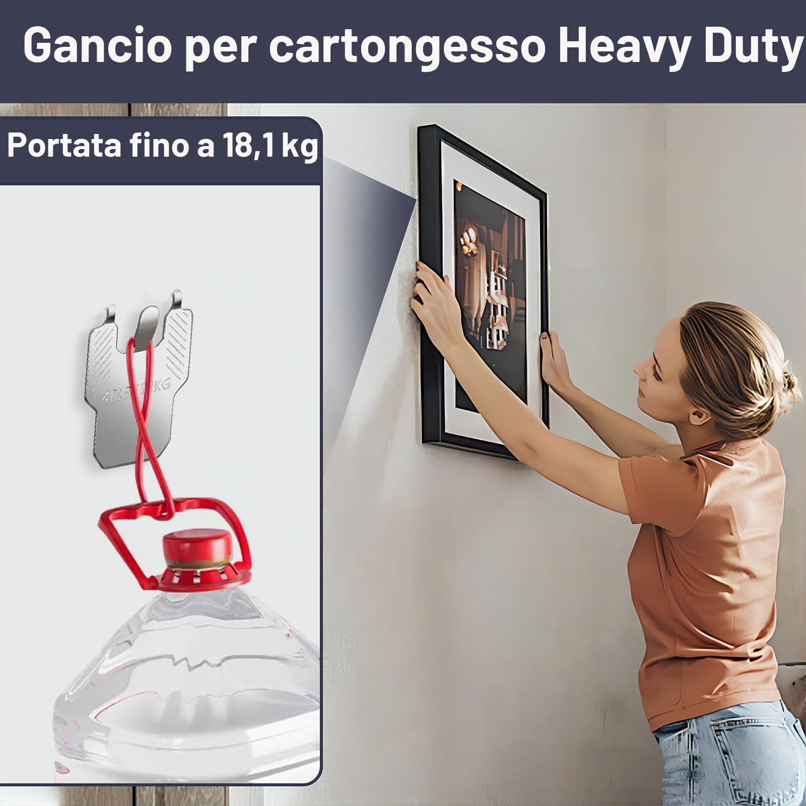 Gancio per Quadri ad Artiglio per Cartongesso 10 Pezzi Ganci da Parete per Appendere Specchi Foto Poster