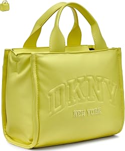 DKNY Etta Wallet On A String - Borsa Portafoglio Donna In Poliuretano Giallo Acido - Tracolla Regolabile