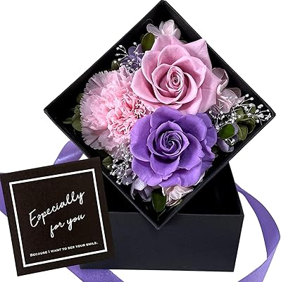 Amazon Azurosa アズローザ プリザーブドフラワー ギフト 枯れない花 ギフト ボックス バラ アジサイ カスミソウ ピーチ プリザーブドフラワー オンライン通販