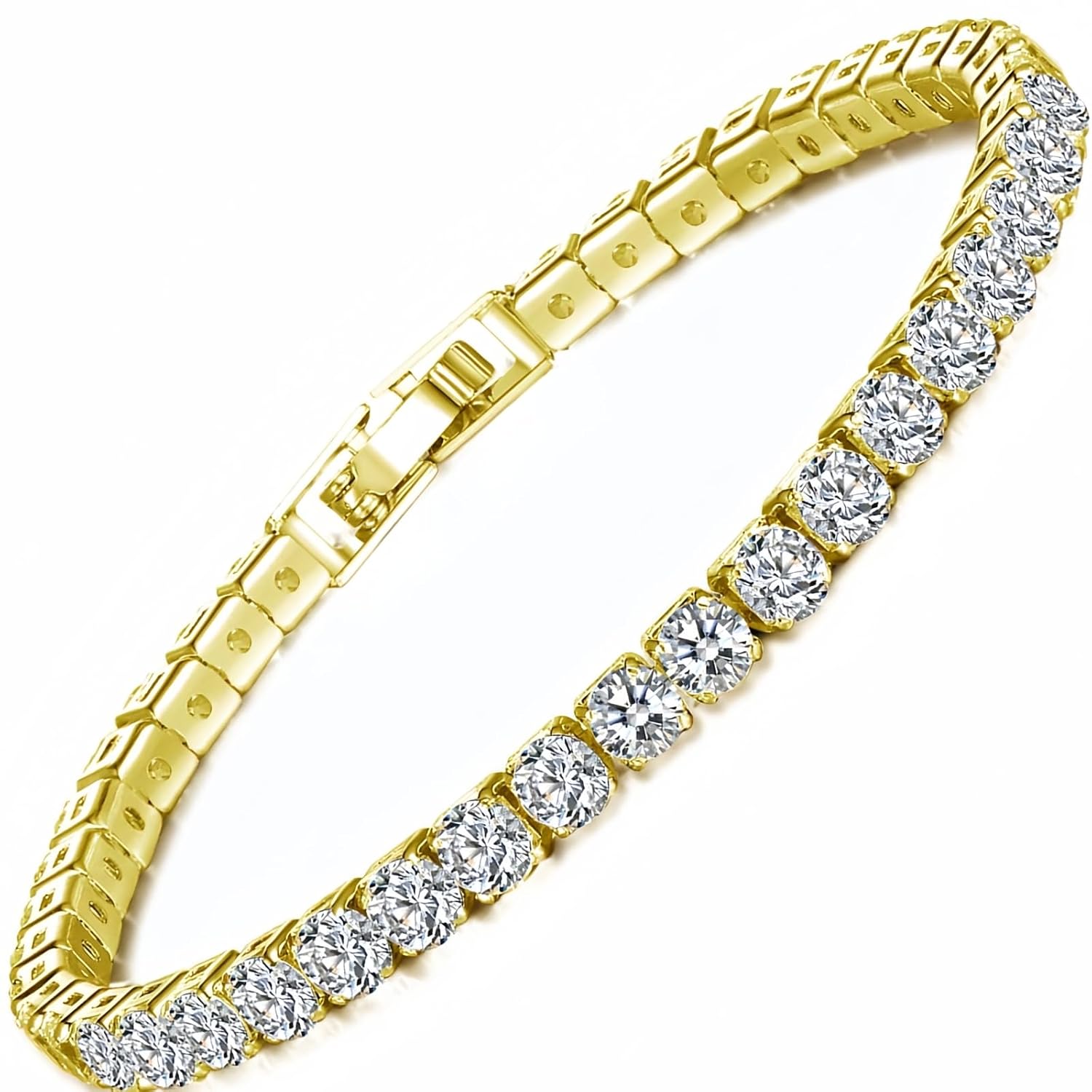 14K White Gold Plated 5mm Cubic Zirconia Tennis Bracelet for Women and Men, Classic Silver Diamond Tennis Bangle Bracelets, Adjustable Detachable 7.6IN Length, Suitable for... - Image 3