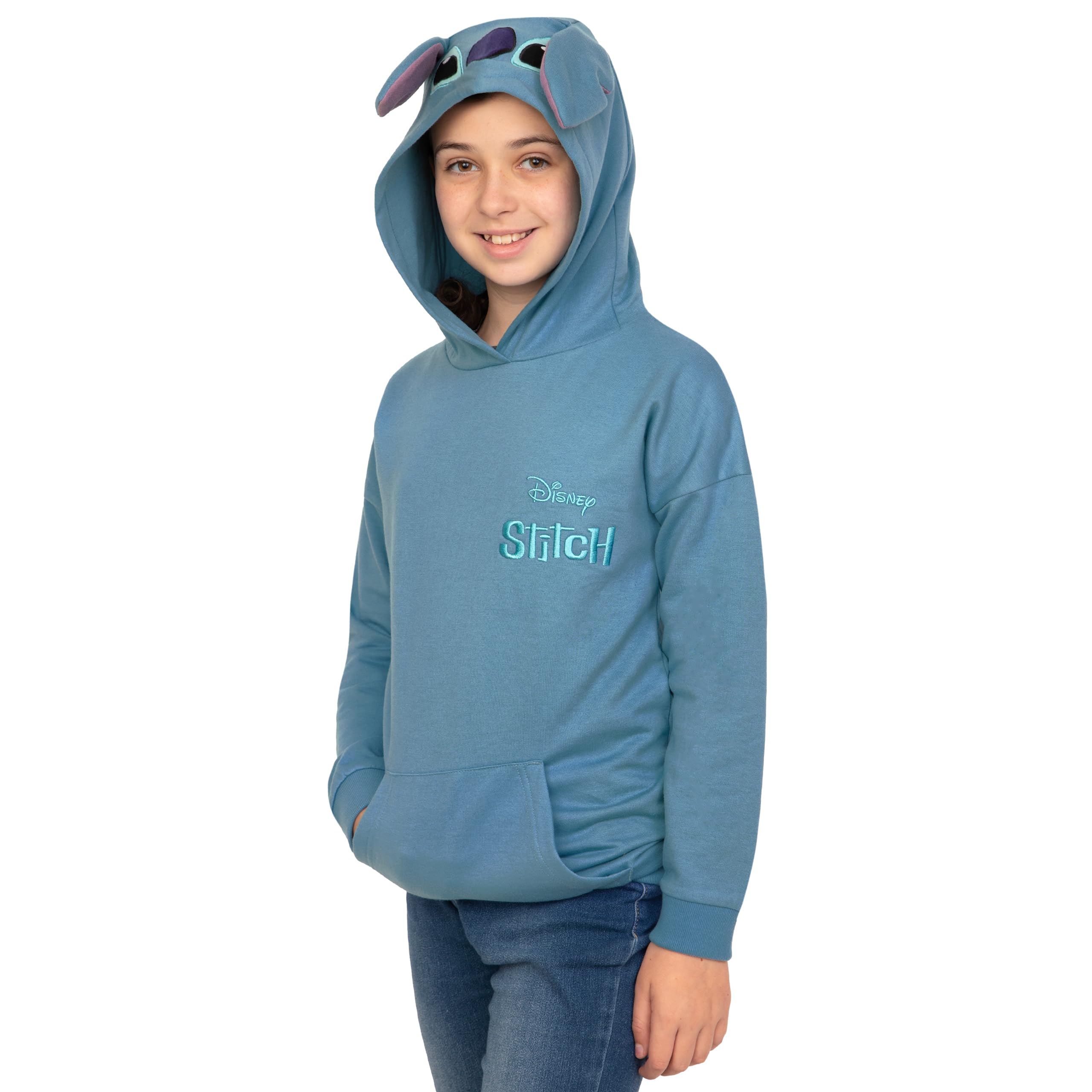 Disney Lilo EET Stitch Hoodie, Sweat A Capuche Long pour Enfants, Pull Stitch avec Oreilles 3D, Vêtements en Coton pour Filles