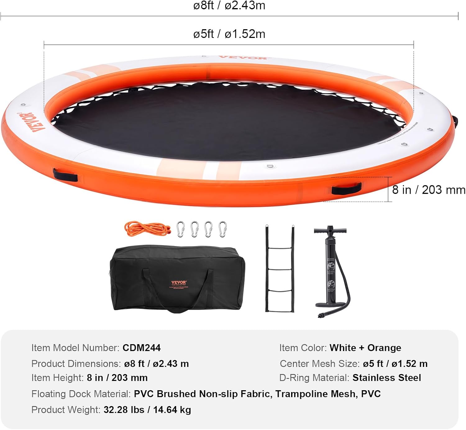 VEVOR Inflatable Floating Dock, Inflatable Dock Platform, Non-Slip Air Dock Platform with Portable Carrying Bag & Detachable Ladder, Floating Platform Island Raft for Pool Beach Ocean