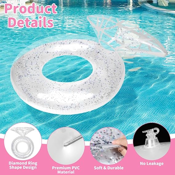 Pool Floats, Inflatable Diamond Ring Pool Float, Hen Do Pool Inflatables, Engagement Ring Floatie, Inflatable Floaties for Adults, Hen Bride Engagement Wedding Party Pool Float