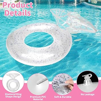 Pool Floats, Inflatable Diamond Ring Pool Float, Hen Do Pool Inflatables, Engagement Ring Floatie, Inflatable Floaties for Adults, Hen Bride Engagement Wedding Party Pool Float