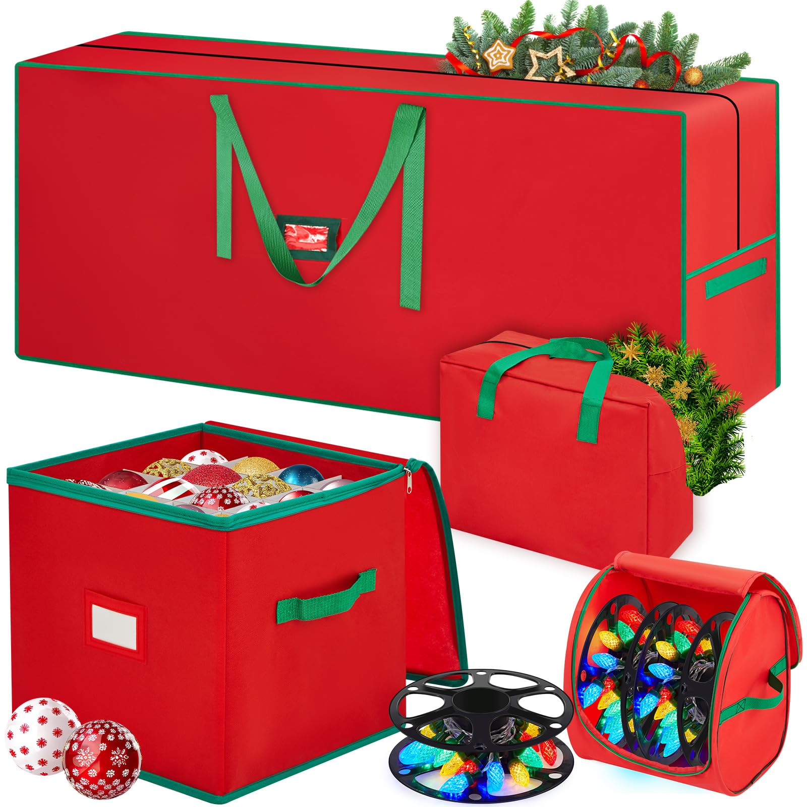 Christmas Multi-Purpose Ornament Storage Bag – Tear-Proof with Zipper Closure