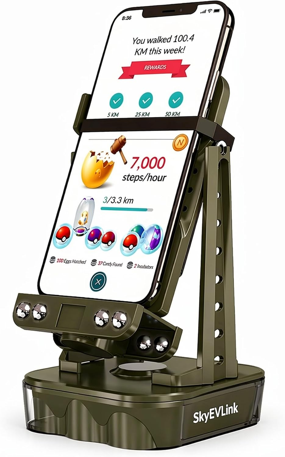 Step Simulator – Phone Swing Rocker, Compatible with Pedometer, Silent Version – Ideal for Egg Hatching, Step Counting – Auto Swing Step Accessory, Mechanical Watch Charging (Black USB Power)