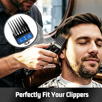 BESTBOMG 10-Piece Clipper Guards Guide Combs, Professional Clipper Guards Guide Combs Set From 1/16 Inch to 1 Inch (1.5-25mm), Premium Close Cut to 1-Inch, Black