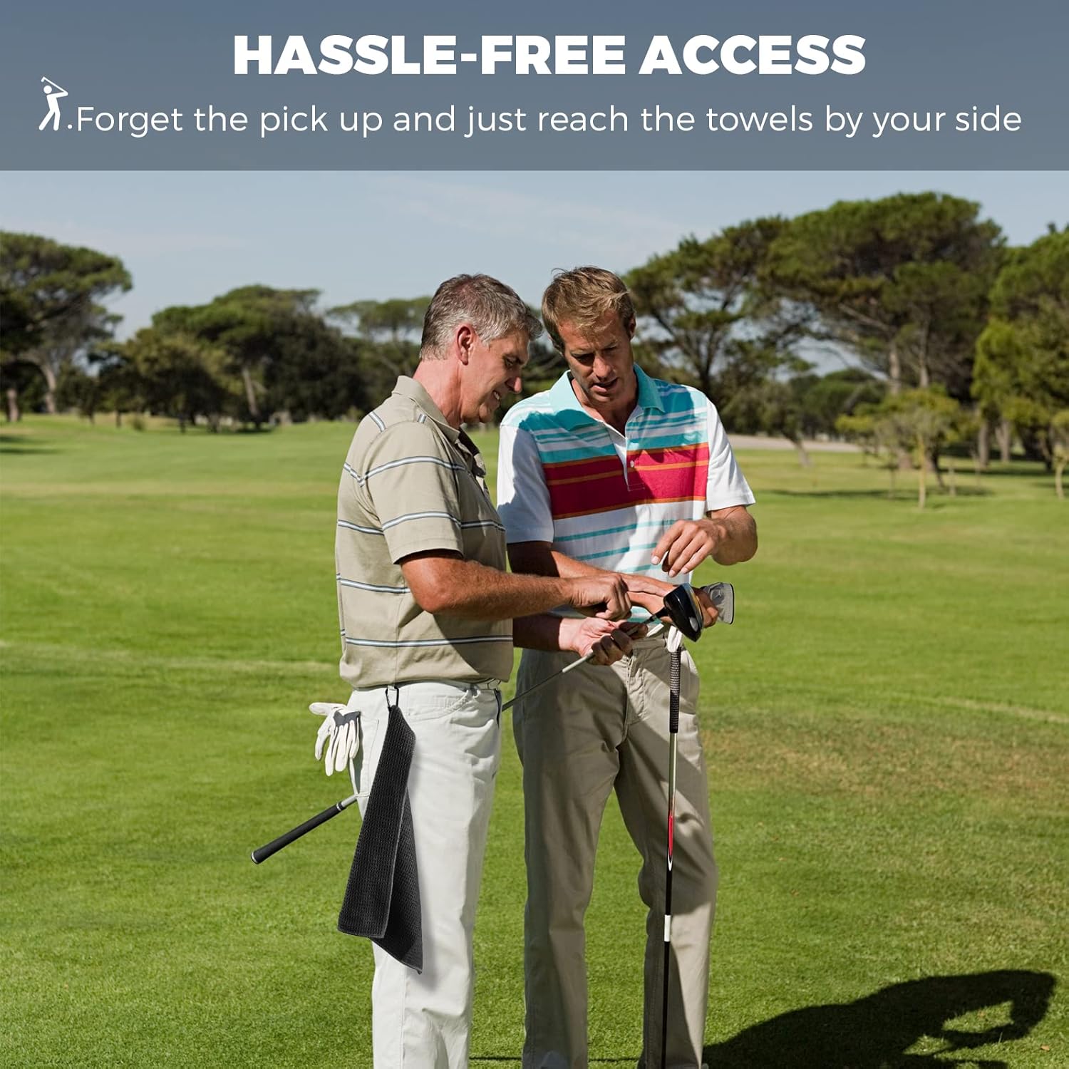 review 3 Pack Golf Towel, MOSUMI Golf Towel for Golf Bags with Clip, Microfiber Waffle Pattern Golf Towel,Tri-fold Golf Towel, Blue, Black and Gray