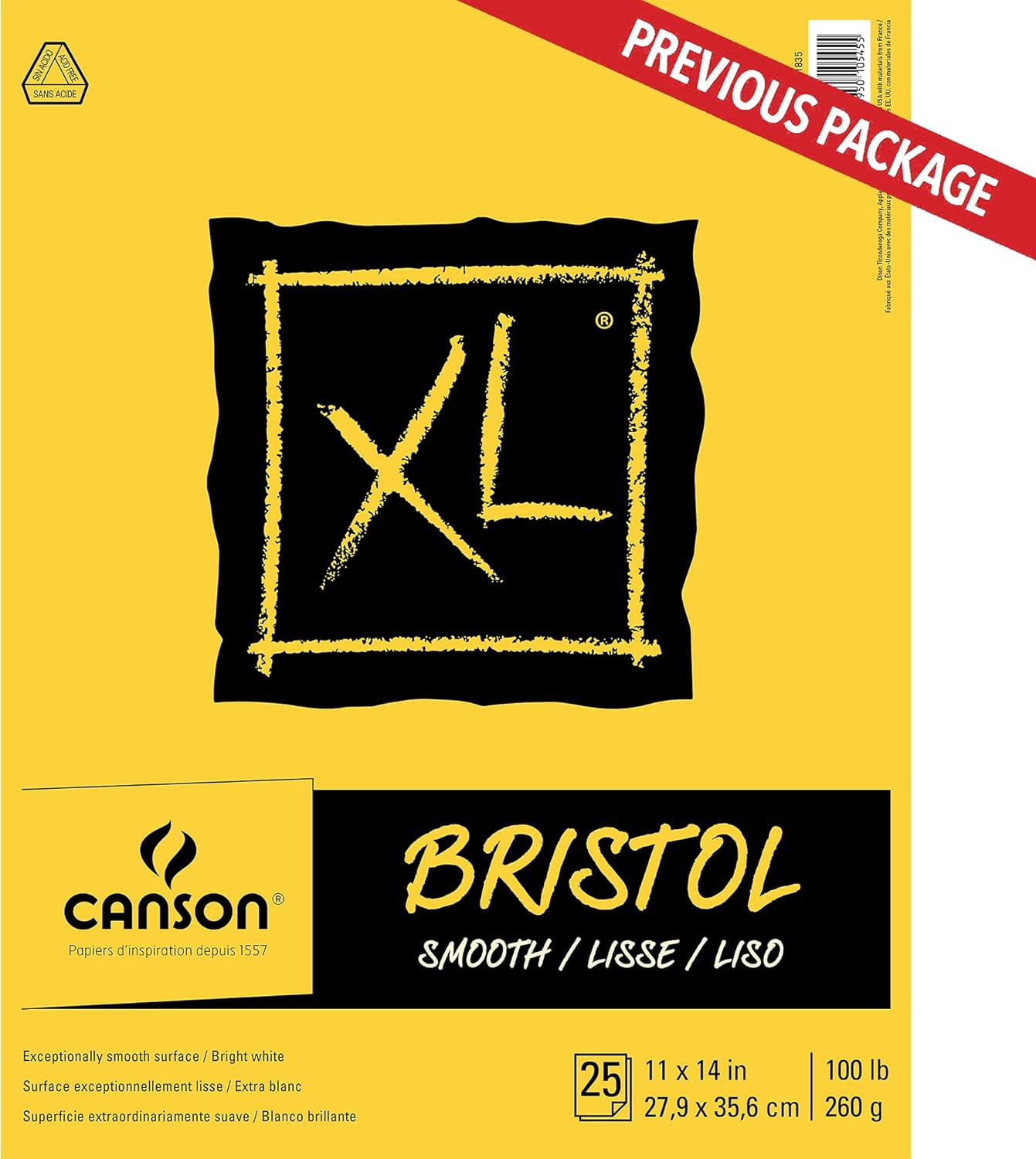 Canson XL Series Bristol Paper, Smooth, Foldover Pad, 11x14 inches, 25 Sheets (100lb/260g) - Artist Paper for Adults and Students - Markers, Pen and Ink