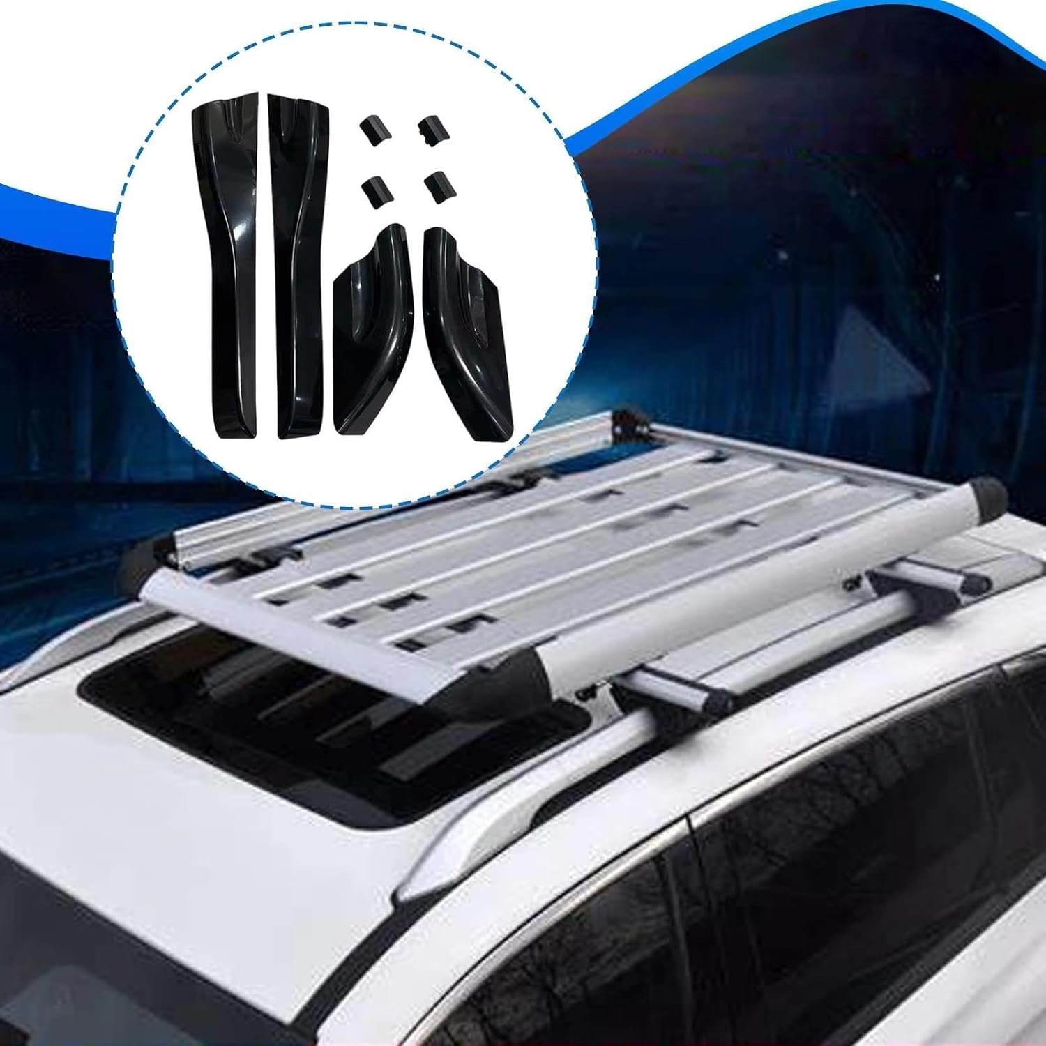 Roof Rack Rail Cap Compatible with Hyundai for Tucson 2004 2005 2006 2007 2008 2009 2010 2011 2012 2013 2014 Rack Rail End Cover Car Parts Protective End Cap
