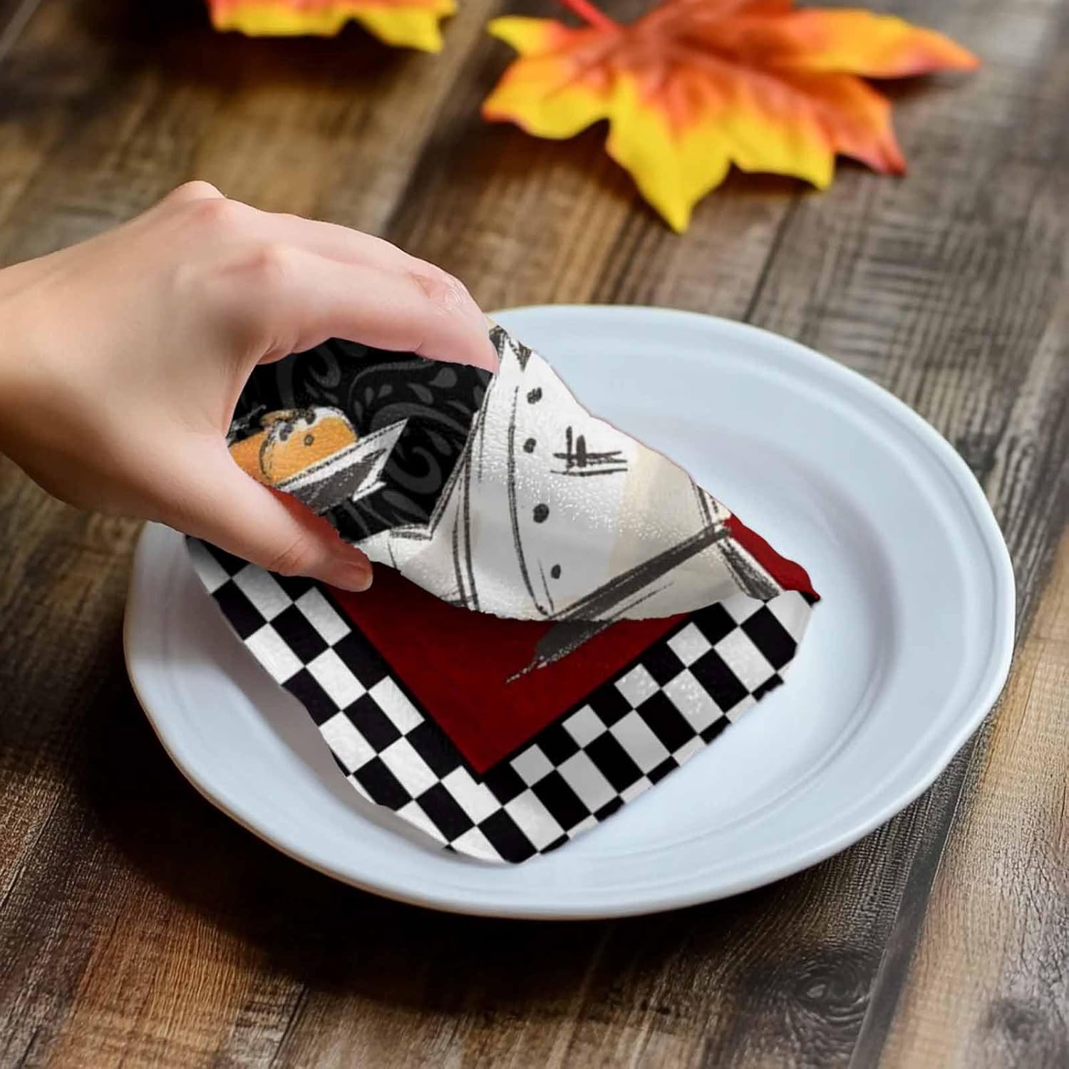 PIEPLE Vintage Chef Kitchen Towels - 3 Pack Microfiber Absorbent Dish Towels for Kitchen, Black White Checkered Red Paris Black Farmhouse Kitchen Hand Towels/Tea Towels/Bar Towels 18"x28"