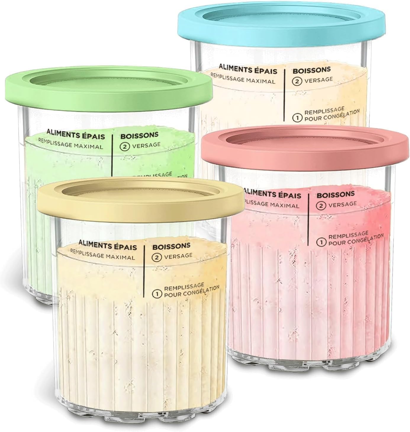 Premium 24 oz. Pint Containers for Ninja Creami Deluxe - 4 Pack | NC500, NC501 Series Compatible | BPA-Free, Dishwasher Safe