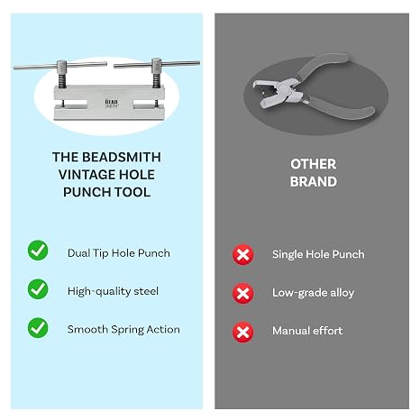 The Beadsmith Vintage Hole Punch Tool Dual Tip 1/16 & 3/32, Precision Metal Punch for Jewelry Making, Leather, Crafts & DIY Projects