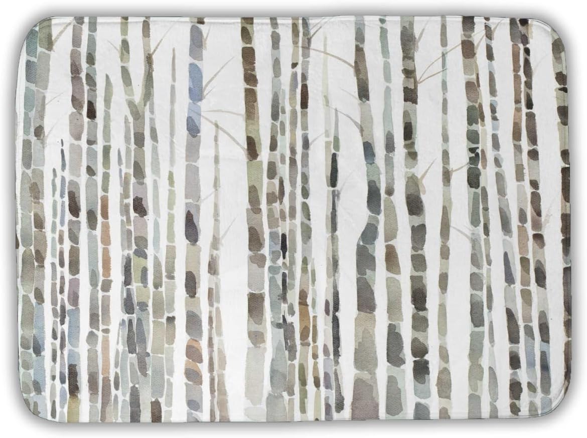 Begin Home Decor C1BM1724IN6WH4 17 x 24 in. Birch Trees Forest Bath Mat - White Scandinavian Home Decor