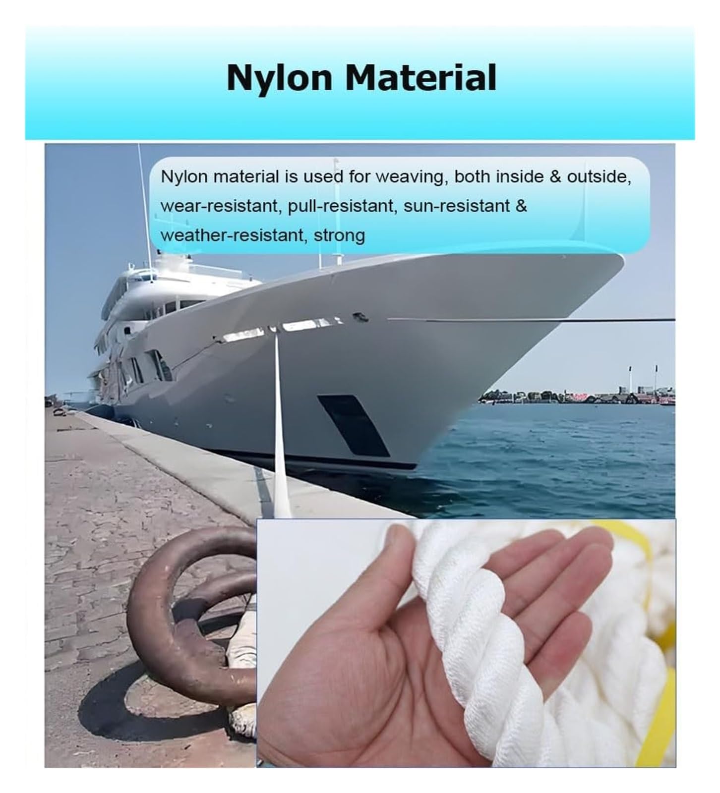 Corda intrecciata in nylon per ormeggio, Cime di ormeggio for barche in nylon 5-100 m 12-20 mm(18mm,10m)