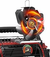 Vista 9 de XTIMES Ventilador de estufa de leña oscilante, ventilador de chimenea con termómetro magnético, ventilador termoeléctrico para estufa