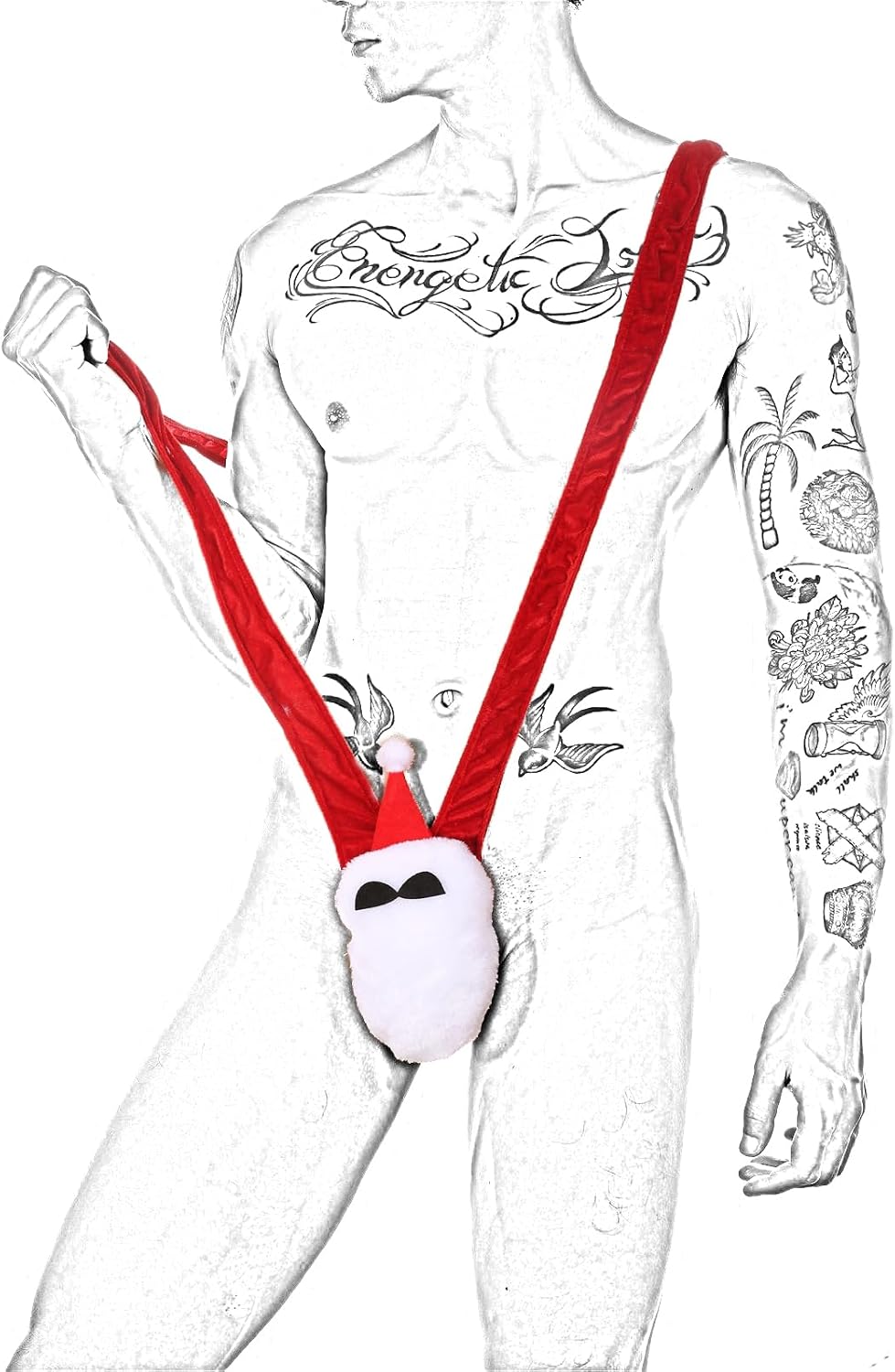 Evankin Christmas Gag Gift Men Novelty Funny Underwear with Bells Mankini Costume Sexy Bodysuit Strap Thong