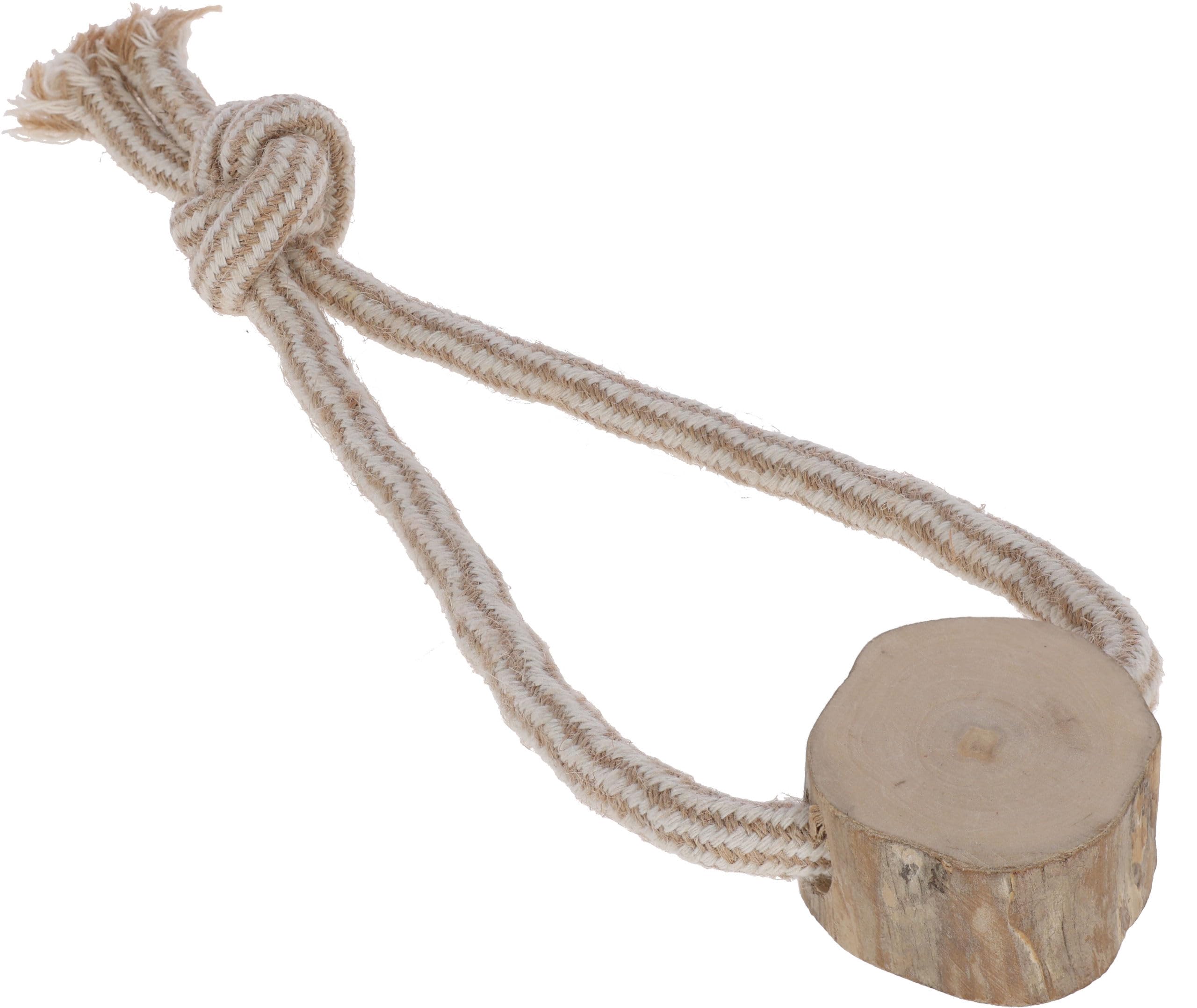 Kerbl Hobbyfarming Throwing Toy S, Jute/Cotton, With Coffee Wood, 27 cm