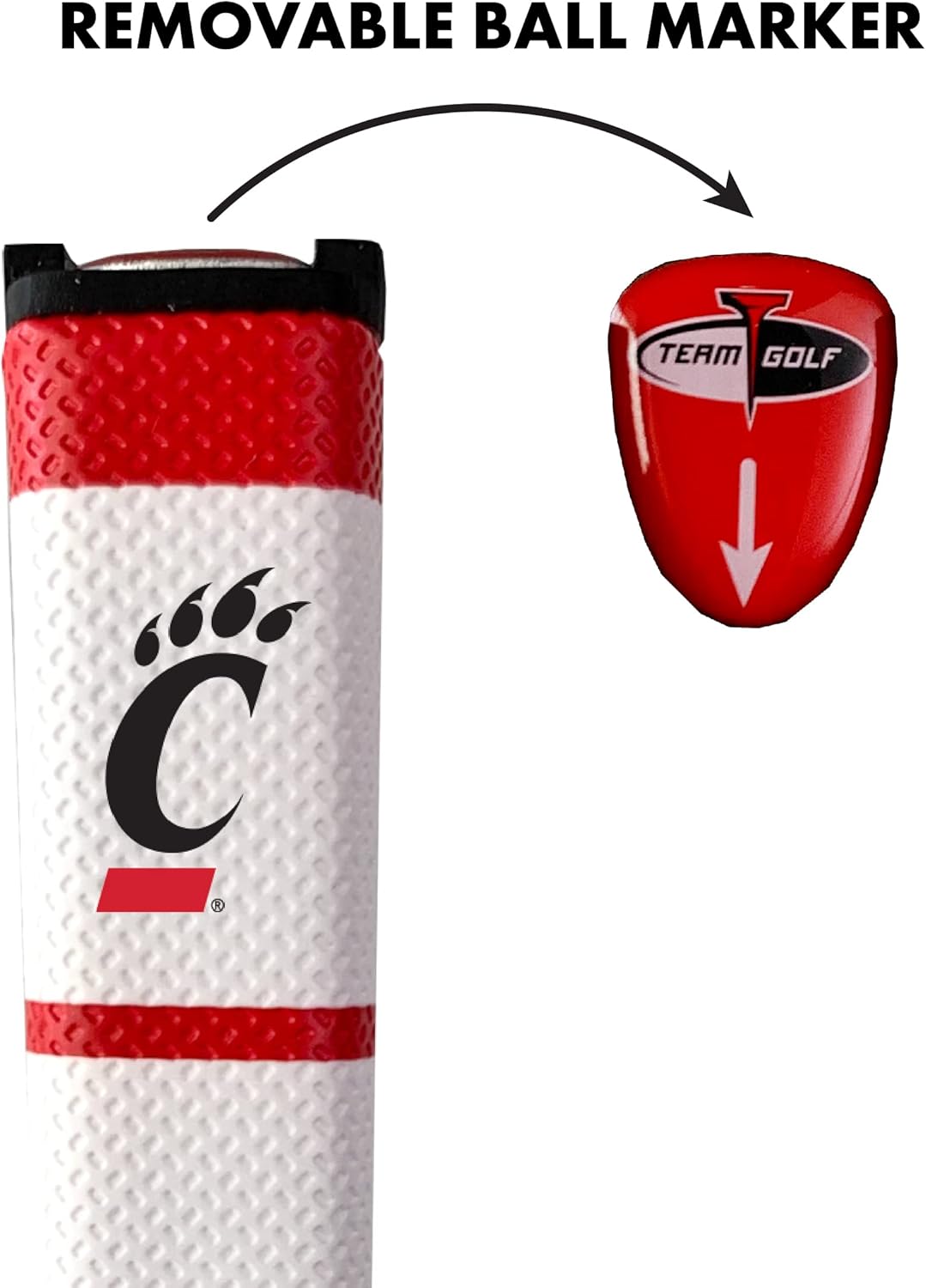 Team Golf NCAA Golf Putter Grip (Multi Colored) with Removable Ball Marker, Durable Wide Grip & Easy to Control