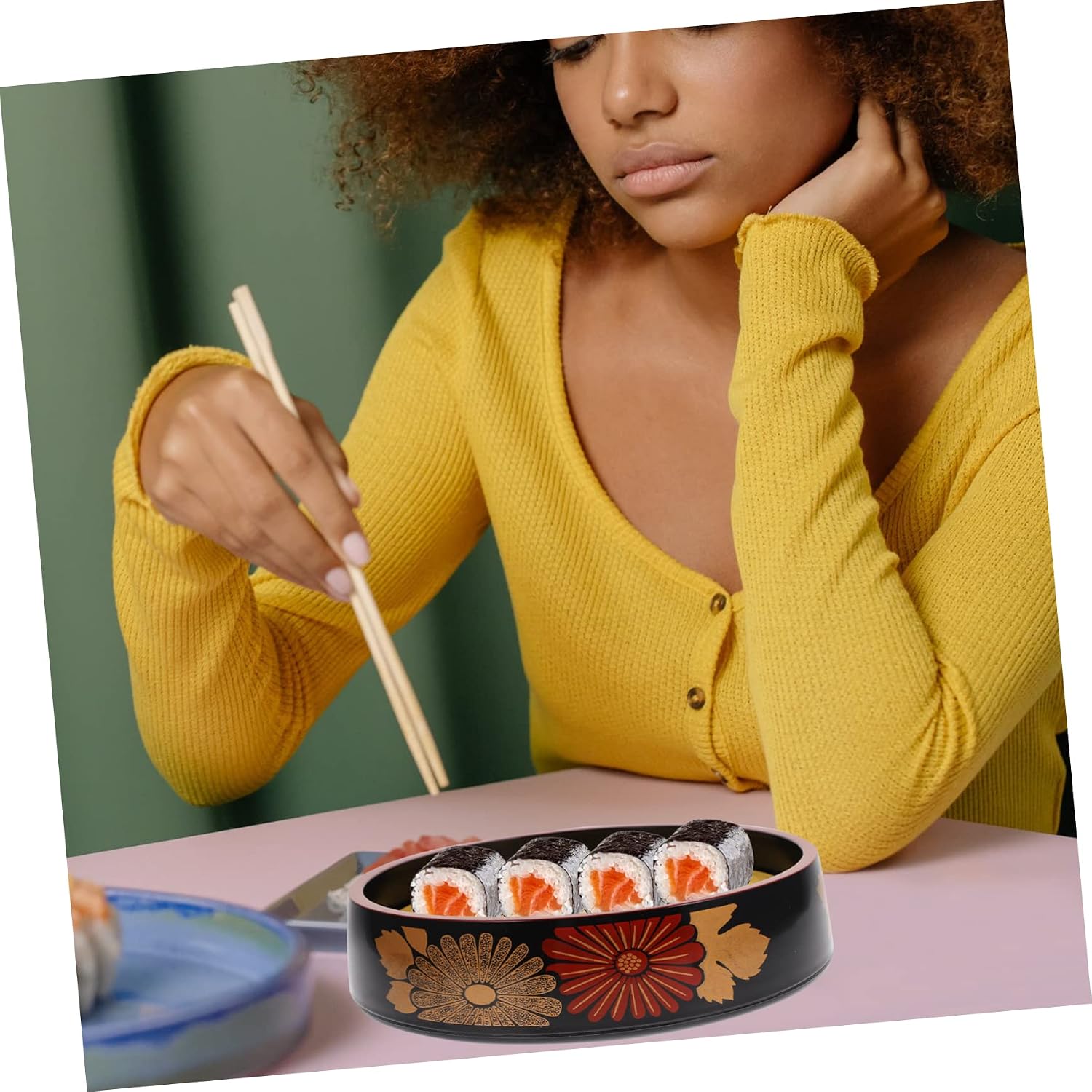 Japanese Sushi Plate Set 3-Piece Sashimi Dish Round Seafood Barrel Creative Sushi Serving Plate for Japanese Cuisine