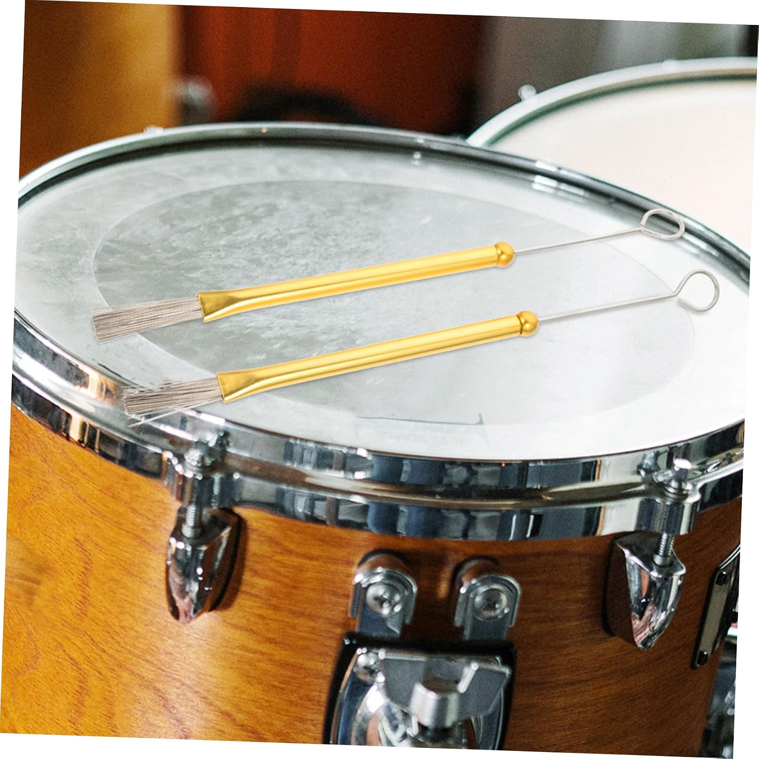 Mikikit Adjustable Wire Drum Brushes with Ergonomic Wood Handles Retractable Steel Picks for Drum Set Jazz Percussion Instruments Non Slip Grip for Beginners and Bands