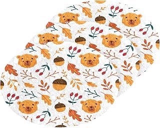 Bears Autumn Leaves Acorns Kitchen Sponges Cleaning Dish Sponges Non-Scratch Natural Scrubber Sponge for Kitchen Bathroom Cars, pack of 3