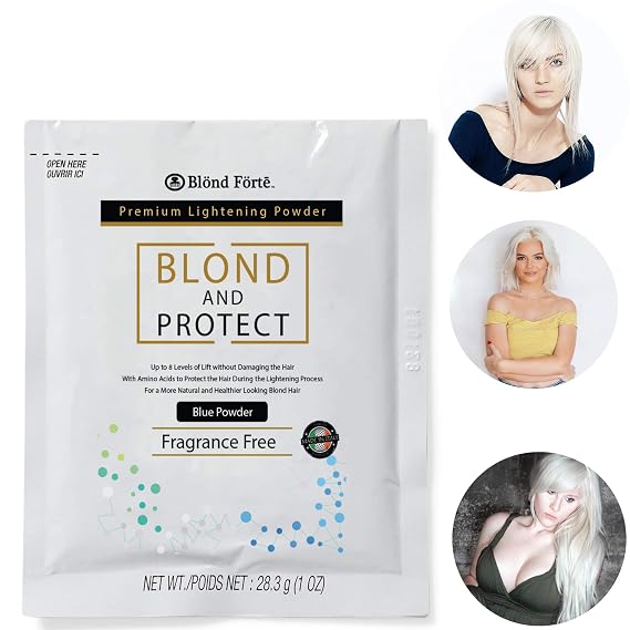 DIY Blond & Protect 8+ Level Hair Bleach Lightening Kit Combo -20 Vol Developer (Blue powder)