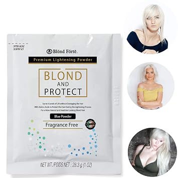 DIY Blond & Protect 8+ Level Hair Bleach Lightening Kit Combo -20 Vol Developer (Blue powder)