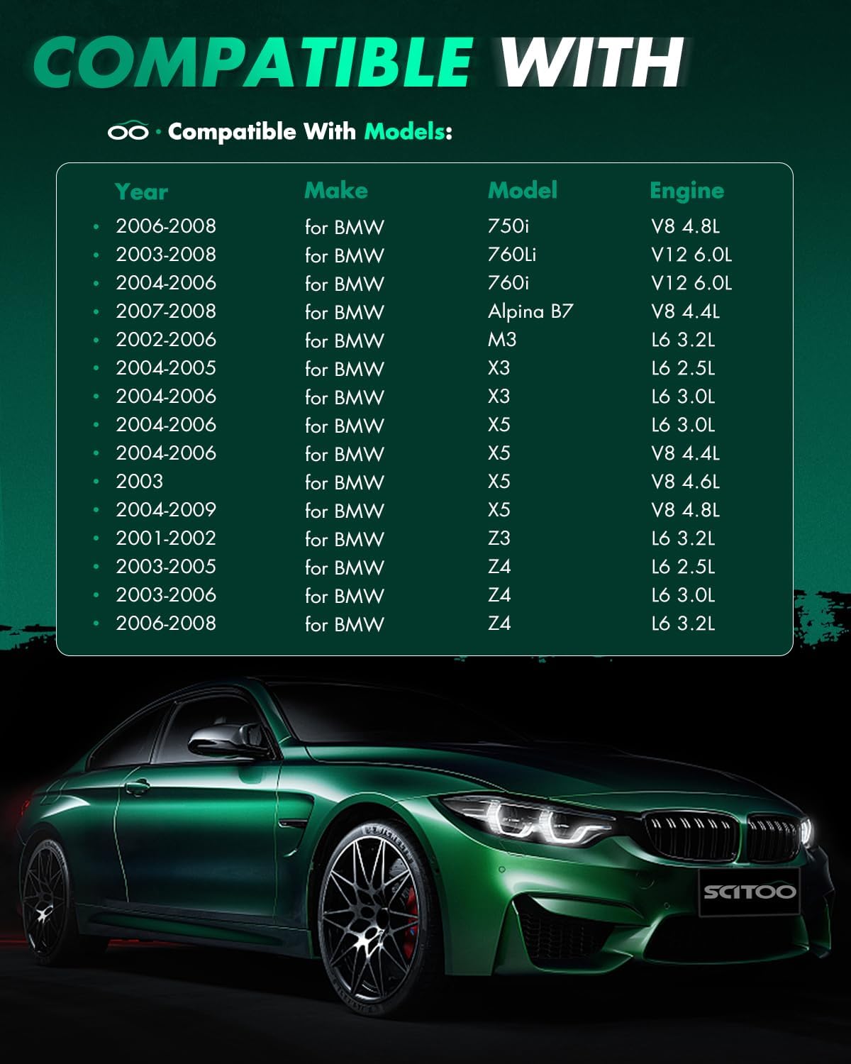 SCITOO Ignition Coil Coils & Iridium Spark Plugs fit for 325Ci 325i 330Ci 330i 525i 530i 645Ci 750Li 760i Alpina B7 M3 X3 X5 4.4L 4.8L V8 UF515 6 ignition coils for 6 iridium Spark Plugs